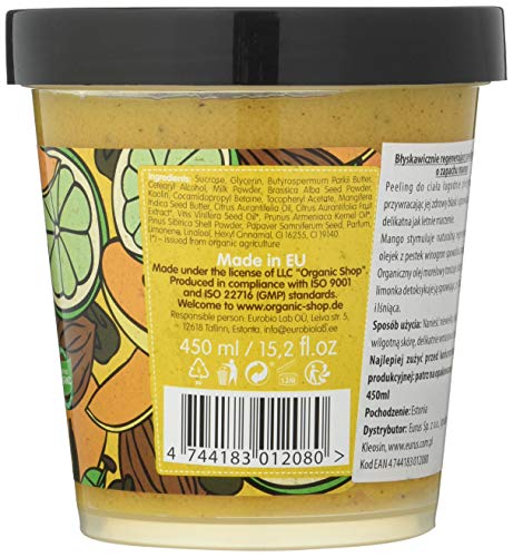 Organic Shop Exfoliante Corporal Renovación Instantánea Sorbete de Azúcar de Mango - 450 ml