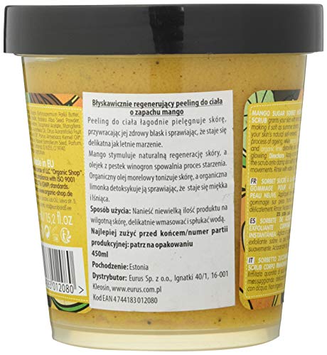 Organic Shop Exfoliante Corporal Renovación Instantánea Sorbete de Azúcar de Mango - 450 ml