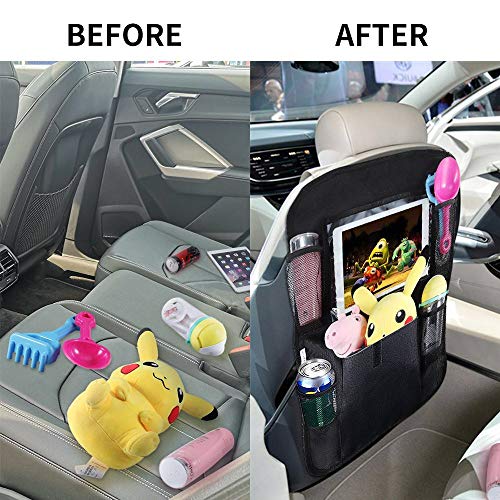 Organizadores para Coche, OKEECA Pack de 2 Kick Mats de Coche Organizador para Asientos de Coche, Universal Multi-Bolsillo Protector Trasero del Asiento de Coche para Niños