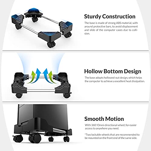 ORICO Soporte con Rueda para CPU, Soporte de Ancho Ajustable bajo Mesa Adecuado para Computadoras de Escritorio o Carcasas de Computadora