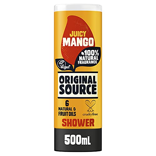 Original Source Mango Gel de ducha con fragancia 100% natural, gel de ducha vegano, sin parabenos, paquete múltiple de 6 x 500 ml