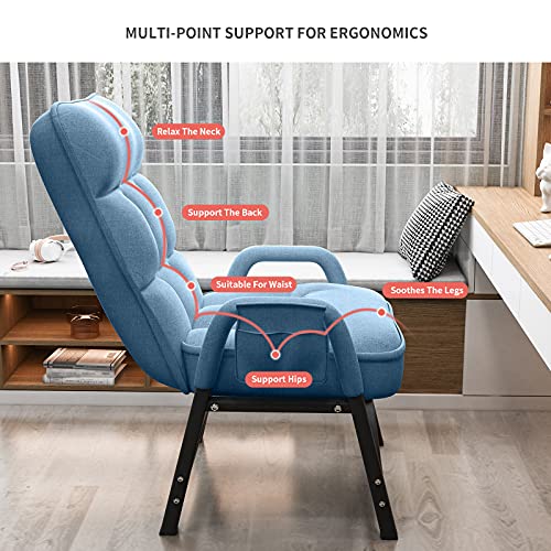 OUHZNUX Sillón Relax con Reposapiés, Butacas de Salon Reclinable Lounge Tapizado con Respaldo Alto Ajustable de 180 Grados, Capacidad de Carga de 130 kg, Dormitorio Comedor, Café