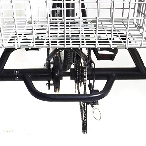 OUKANING Triciclo Adulto 24 ”3 Ruedas 7 velocidades Color Negro con Respaldo