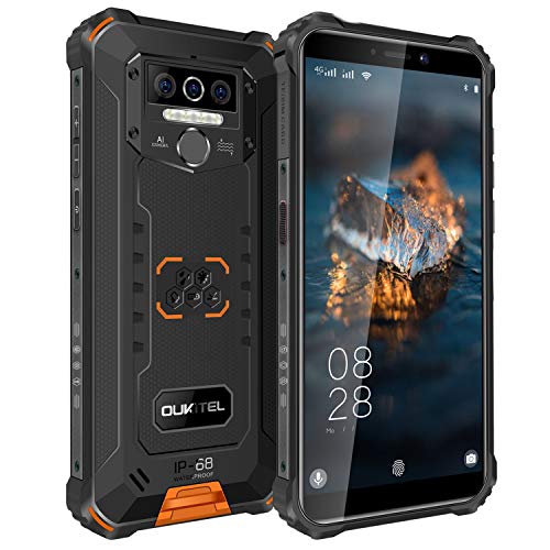 OUKITEL WP5 Pro (2021) Móvil Libre Resistente 8000mAh Batería 4GB + 64GB Telefono Movil Robusto 5.5 Pulgadas Android 10.0 IP68 Movil Antigolpes Indestructible Cámara Triple Smartphone 4LED Naranja