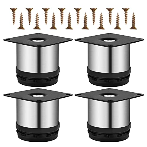 OUNONA 4 pack Patas para Muebles Inoxidable Cocina Patas Regulables