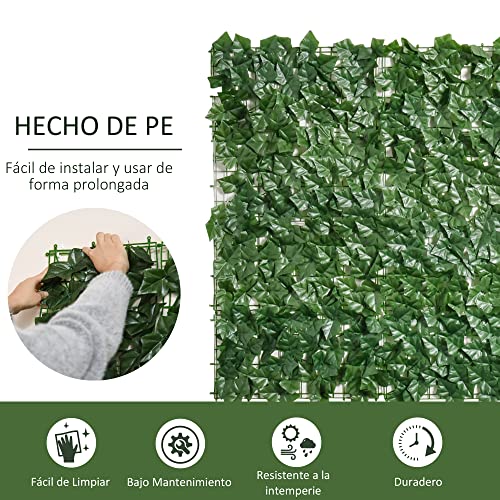 Outsunny Seto Artificial en Rollo 3x1m para Balcón Valla Barandilla Valla de Privacidad Planta Decorativa PE