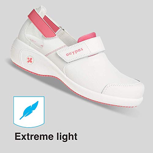 Oxypas Move Up Salma Slip-resistant, Antistatic Nursing Shoes, White/Fuchsia (Fuchsia), 7 UK (41 EU)