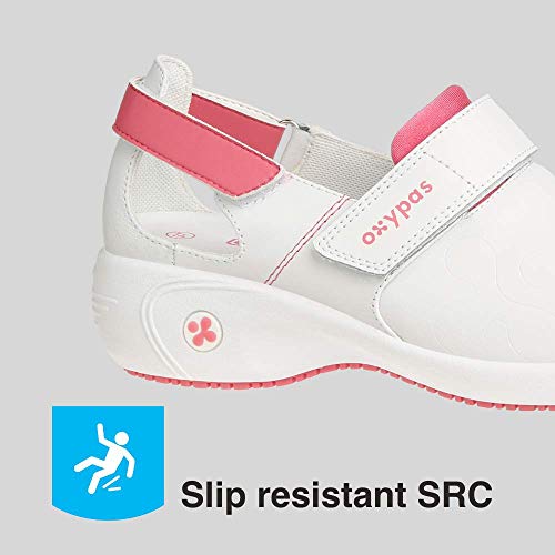 Oxypas Move Up Salma Slip-resistant, Antistatic Nursing Shoes, White/Fuchsia (Fuchsia), 7 UK (41 EU)