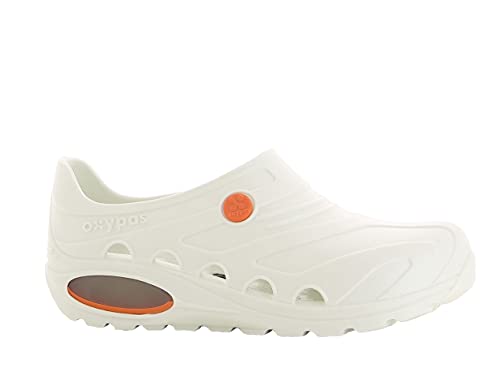 Oxypas OxyvaJ3601wht Oxyva - Zuecos cómodos, sin cordones, con antideslizante SRC, blancos, talla 35/36