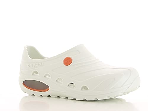 Oxypas OxyvaJ3601wht Oxyva - Zuecos cómodos, sin cordones, con antideslizante SRC, blancos, talla 35/36