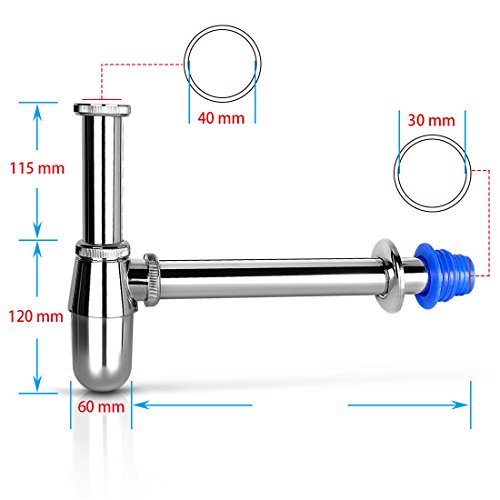 oynyo Baño de cromo lavabo fregadero de la botella de la tubería de desagüe de altura ajustable y toma de corriente