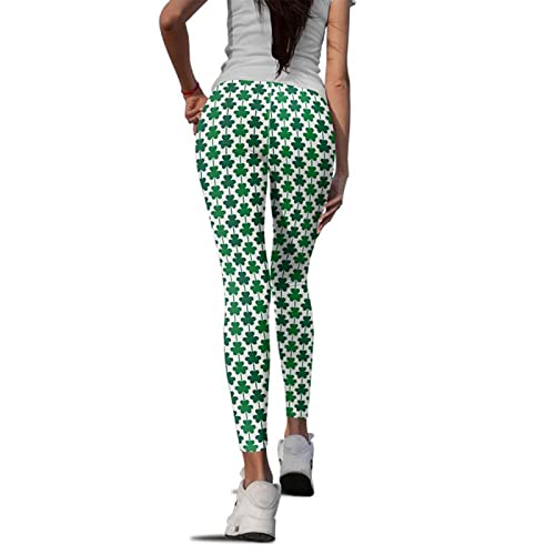 OYZ Leggings de patchwork para el día de San Patricio con rayas de arroz femeninas con estampado de pantalones verdes de buena suerte, pantalones de yoga ajustados para correr, pilates gimnasio, Dk, L