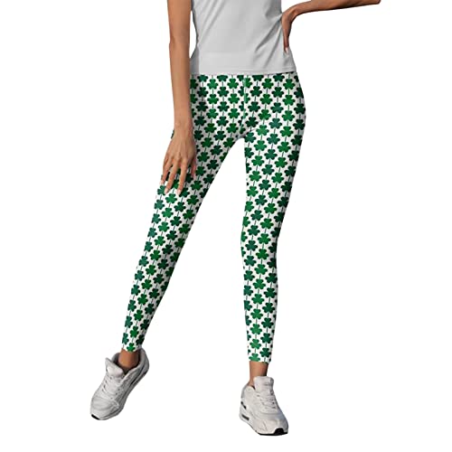 OYZ Leggings de patchwork para el día de San Patricio con rayas de arroz femeninas con estampado de pantalones verdes de buena suerte, pantalones de yoga ajustados para correr, pilates gimnasio, Dk, L