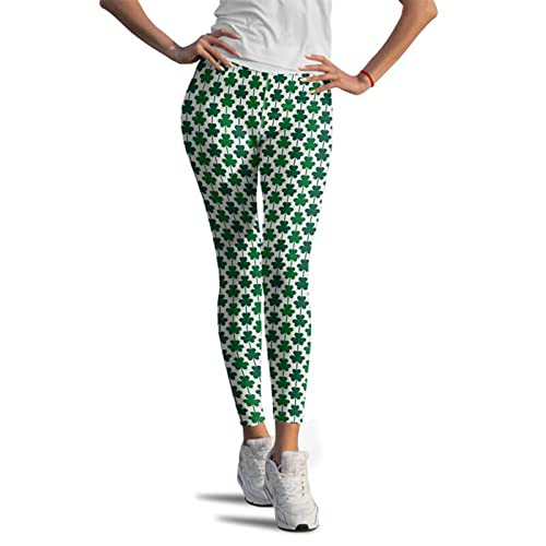 OYZ Leggings de patchwork para el día de San Patricio con rayas de arroz femeninas con estampado de pantalones verdes de buena suerte, pantalones de yoga ajustados para correr, pilates gimnasio, Dk, L