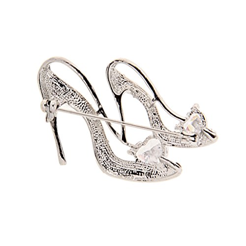 P Prettyia Señoras de Plata Rhinestone de Cristal Zapatos de Tacón Alto de Reina Forma Broche Pin