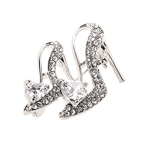 P Prettyia Señoras de Plata Rhinestone de Cristal Zapatos de Tacón Alto de Reina Forma Broche Pin