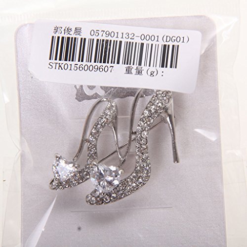 P Prettyia Señoras de Plata Rhinestone de Cristal Zapatos de Tacón Alto de Reina Forma Broche Pin