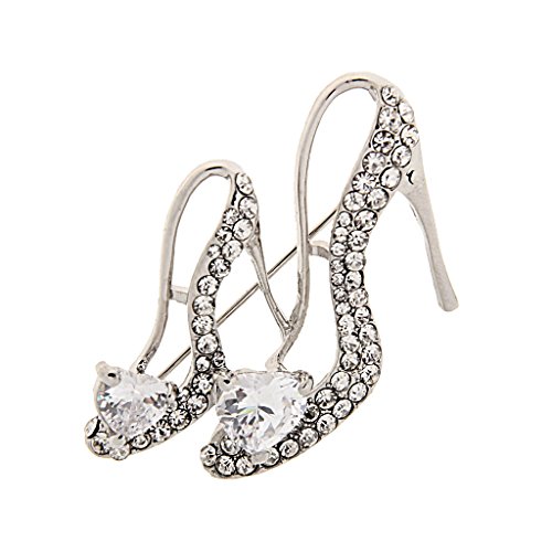 P Prettyia Señoras de Plata Rhinestone de Cristal Zapatos de Tacón Alto de Reina Forma Broche Pin