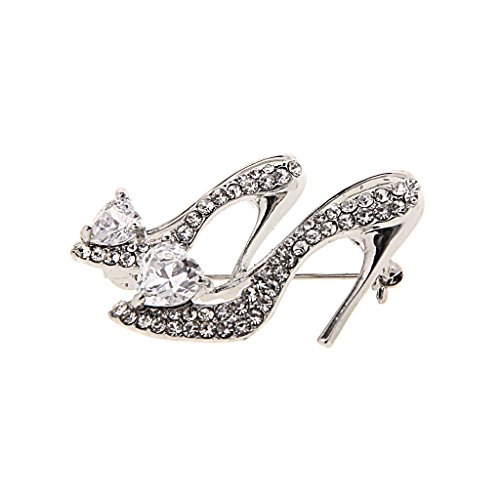 P Prettyia Señoras de Plata Rhinestone de Cristal Zapatos de Tacón Alto de Reina Forma Broche Pin