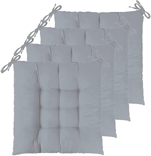 Pack 2 Unidades Cojines para Silla, 40X40 CM, Relleno de Algodón, Ideal para la Decoración de Cocina y Sala, Fabricado en España (2 Unidades, Gris)