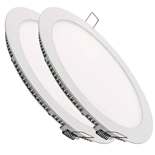 Pack 2x Panel Downlight LED redondo plano, 20W. Color Blanco Calido (3000K). 1800 Lumenes. Driver incluido.