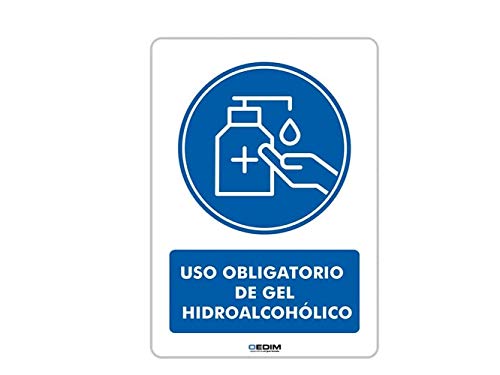 Pack 5 Señales de Uso Obligatorio Gel Hidroalcohólico | Medida 14,85x21cm | Señaletica en Material PVC 3 mm | Duradera y Económica