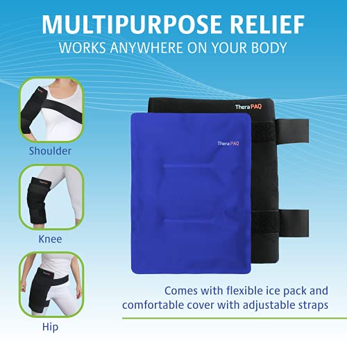 Pack Gel Reutilizable con Vendaje | Terapia Térmica Frío/Calor Para Cadera, Hombro, Espalda, Rodilla | Bolsa Gel Frio Alivio Del Dolor En Lesione, Recuperación, Inflamación | Azul XL 36 x 28 Cm