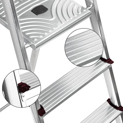 packer PRO Escaleras Plegables Aluminio de Tijera Super Resistente hasta 150Kg, Acero y Aluminio Antideslizantes, Altura de Trabajo hasta 310cm, 6 Peldaños