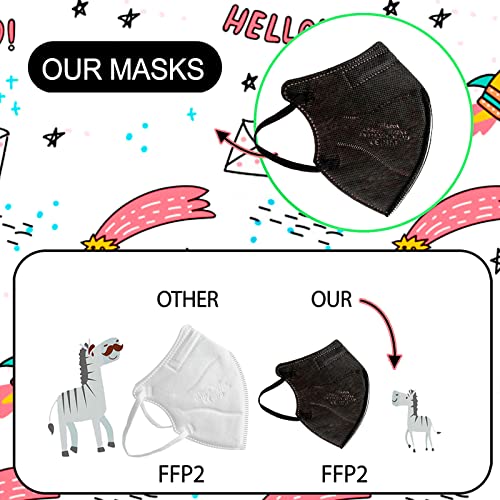 PAIDE P Mascarilla FFP2 Desechable, Talla Pequeña , 5 Capas, Homologadas CE Certificadas, Transpirables .Packs 20 Unidades. Colores y Dibujos. (C29)