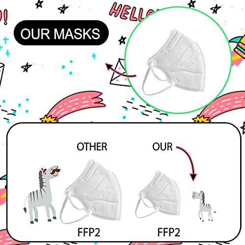 PAIDE P Mascarilla FFP2 Desechable, Talla Pequeña , 5 Capas, Homologadas CE Certificadas, Transpirables .Packs 20 Unidades. Colores y Dibujos.(C30)