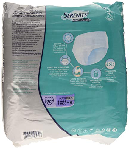 Pañales Serenity Advance Maxi Plus (8 + 1 gota) L 10 unidades x 8 paquetes