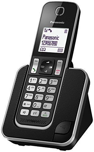 Panasonic KX-TGD310 - Teléfono fijo inalámbrico(LCD, identificador de llamadas, agenda de 120 números, bloqueo de llamada, modo ECO, reducción de ruido), Negro, TGD31 Solo