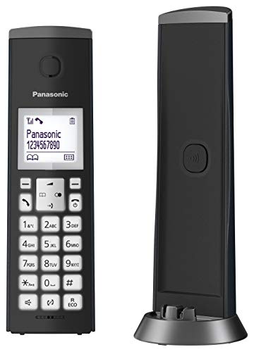 Panasonic KX-TGK210, Teléfono Fijo Inalámbrico de Diseño (LCD, Identificador de Llamadas, Agenda de 50 números, Bloqueo de Llamada, Modo ECO), DECT, Negro