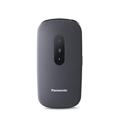 Panasonic KX-TU446EXB Teléfono Móvil Para Personas Mayores (Resistente a Golpes, Cámara, Incluye Auriculares y Cargador, Indicador LED)- Gris