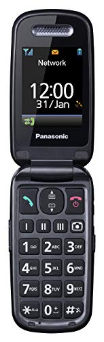 Panasonic KX-TU466EXWE - Teléfono Móvil para Mayores (Pantalla Color 2.4", Botón SOS, Base Carga, Compatibilidad Audífonos, Resistente Golpes, Batería Larga Duración, Bluetooth, GPS, Cámara) Blanco