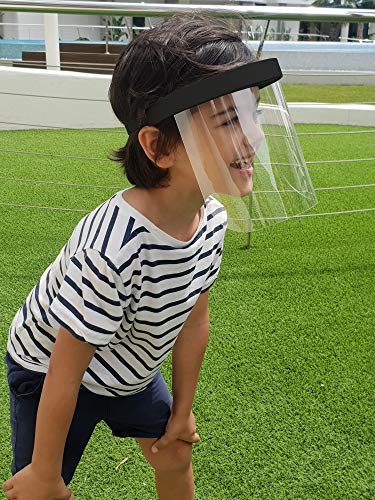 Pantalla facial Niños – Visera de cara completa 1 Unidad – Pantalla de protección facial ajustable anti vahó para gotas, humo, saliva – Máscara de visera de plástico transparente