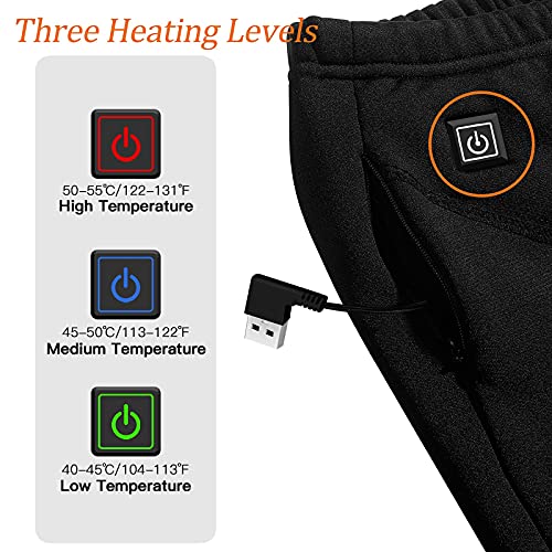 Pantalones Calefactables Eléctricos con 3 Temperaturas Ajustables Carga USB, Pantalones Térmicos Calefactables para Hombre y Mujer para Exteriores Senderismo Motocicleta Camping (Pilas no Incluidas)