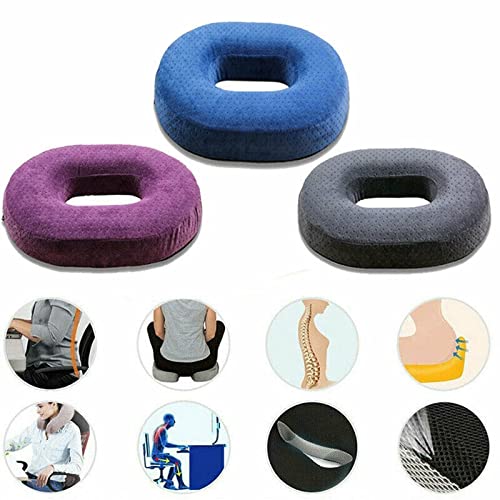 PANTAO COCICEX Memoria de Alivio del Dolor Espuma Comodidad Confort Donut Ring Silla Asiento Almohada de cojín for Mujer Embarazada Personas Sedentarias Oficina de Viaje (Color : Gray)