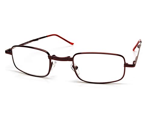 PANTONA –Gafas de Lectura Plegable Metalica con Montura Ligera,Gafas Presbicia Flexible con Mini Estuche Bolsillo Portátil,Rojo+2.00