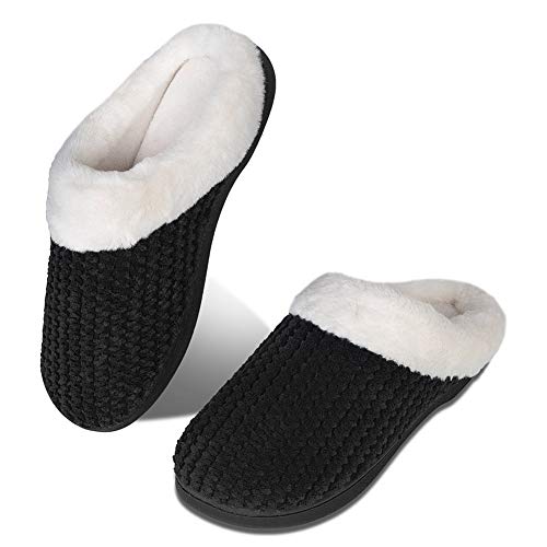 Pantuflas de Invierno para Hombre y Mujer, con Espuma viscoelástica, cómodas, Antideslizantes, para Interior y Exterior(HST.Negro,38/39 EU)