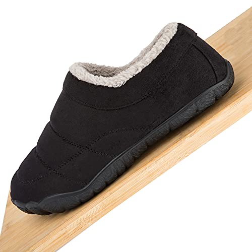 Pantuflas Hombre Invierno Cerradas Zapatillas de Casa Antideslizantes Zapatillas Casa Cómodas de Espuma Viscoelástica Zuecos Calzado de Exterior Abrigado con Suela Maciza Negro 50 EU