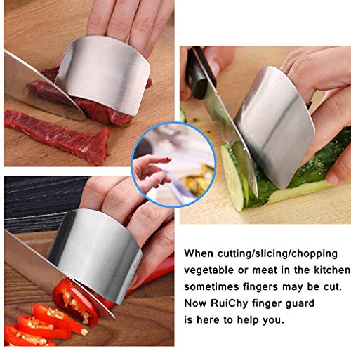 Paquete de 4 protectores de dedos para cortar verduras y frutas de forma segura, protector de manos de acero inoxidable para cortar carne, utensilios de cocina para chef, por RuiChy