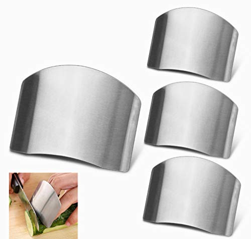 Paquete de 4 protectores de dedos para cortar verduras y frutas de forma segura, protector de manos de acero inoxidable para cortar carne, utensilios de cocina para chef, por RuiChy