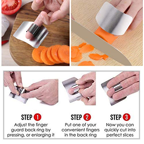 Paquete de 4 protectores de dedos para cortar verduras y frutas de forma segura, protector de manos de acero inoxidable para cortar carne, utensilios de cocina para chef, por RuiChy