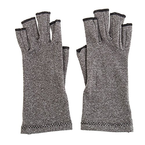 Par de guantes de compresión para artritis, unisex, con dedos abiertos, alivio del dolor de artritis reumatoide y artrosis, color gris