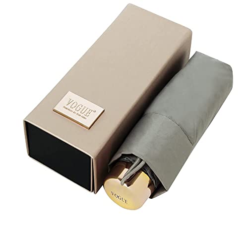 Paraguas Mujer Vogue Ultra Ligero y con protección Solar. Paraguas Mini Mujer Ideal para Regalar. Presentado en una Bonita Caja. Paraguas Plegable a Prueba de Viento.(Verdoso)