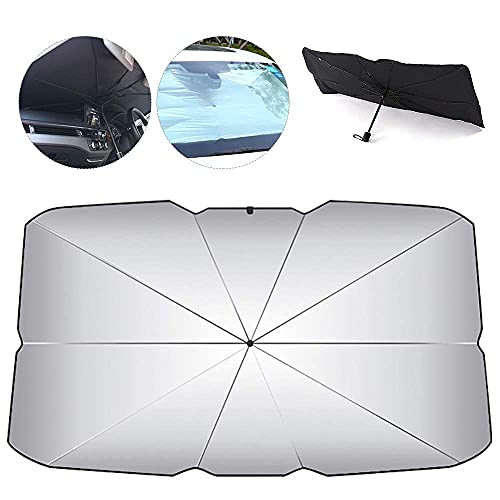 Parasol Coche Delantero Parasol Protector Solar para Coche Sombrilla Parabrisas Plegable Reduce Calor Aislado y Radiación UV 65*125CM