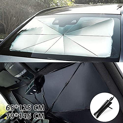 Parasol Coche Delantero Parasol Protector Solar para Coche Sombrilla Parabrisas Plegable Reduce Calor Aislado y Radiación UV 65*125CM