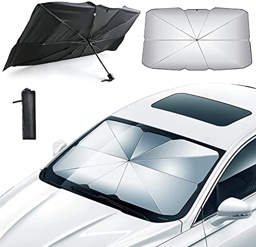 Parasol Coche Delantero Parasol Protector Solar para Coche Sombrilla Parabrisas Plegable Reduce Calor Aislado y Radiación UV 65*125CM