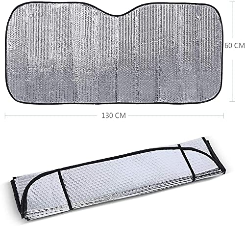 Parasol Coche Delantero Plegable Protector Solar de Luna Delantera Parasol Coche para Luna Delantera Universal con 2 Ventosas 2 Correas (130X60)